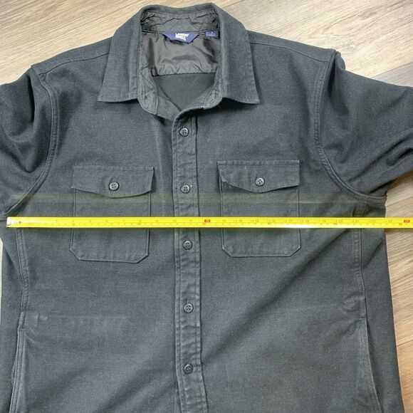 Lands End Mens Heavy Lined Shirt Jacket Men’s Size Large Black Long Sleeve - Picture 5 of 6
